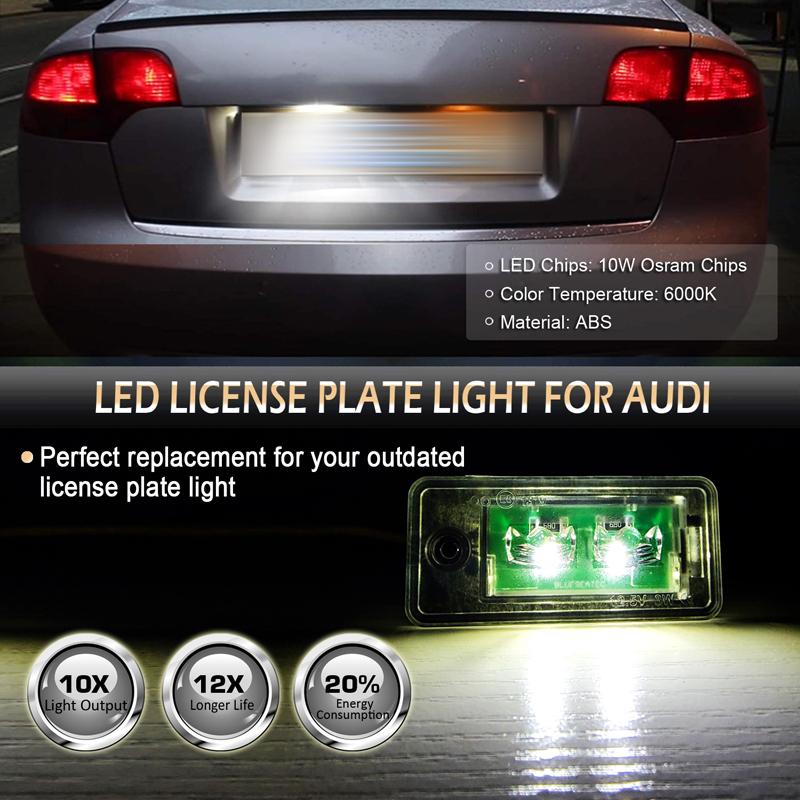 アウディ Q7 A4 B6 S4 A3 S3 A6 LED ナンバーライト ナンバープレートライト キャンセラー ライセンスプレート