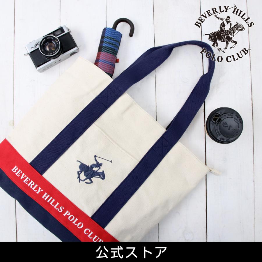 キャンバストートバッグ レディース メンズ ビバリーヒルズ ポロ クラブ BEVERLY HILLS POLO CLUB BHC003 アイボリー/ネイビー/ネイビー (181279)｜tn-square