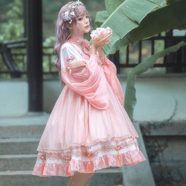 妖精 プリンセス ソフト 中国 シスター ステッチ 漢王朝 スタイル ステッチ Lolita かわいい ワンピース オリジナル かわいい フリル ロイヤル プリンセス ガウン