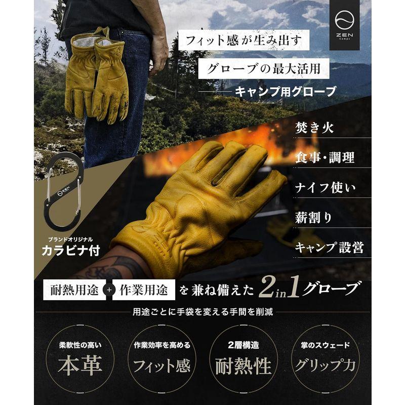 ZEN Camps キャンプ アウトドア用 グローブ 手袋 耐熱性 作業手袋 本革 (XL)｜tn19-store｜04