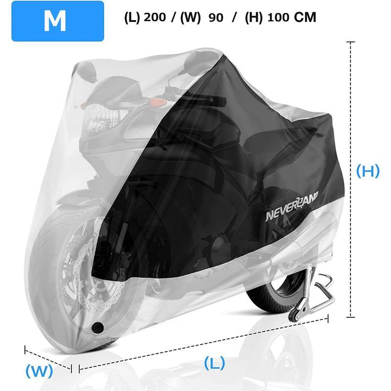NEVERLAND バイクカバー 原付 カバー 50cc-125cc用 厚手190T 盗難防止ロック穴 防水 撥水加工 風飛び防止 固定バッ｜tn19-store｜08