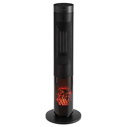 モダンデコ 冷暖房器具 空調家電 暖炉型ファンヒーター おしゃれ ファンヒーター 電気ヒーター セラミックファンヒーター リモコン付き ブラック ブラック A B07yd9why1 Dukeの森