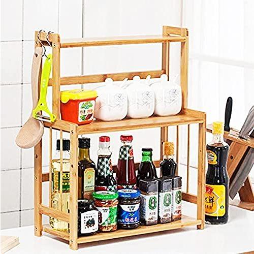 格安人気 Rxakuded キッチン収納ラック スパイスラック 台所収納ラック 調味料棚 ３段 ナチュラル 省スペース 竹製料収納 激安の Turningheadskennel Com