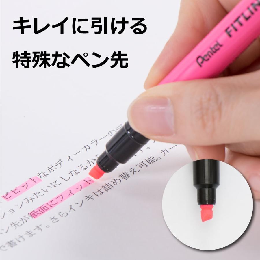 ぺんてる 蛍光ペン フィットライン ピンク SLW11-P 10個｜tne-store｜03