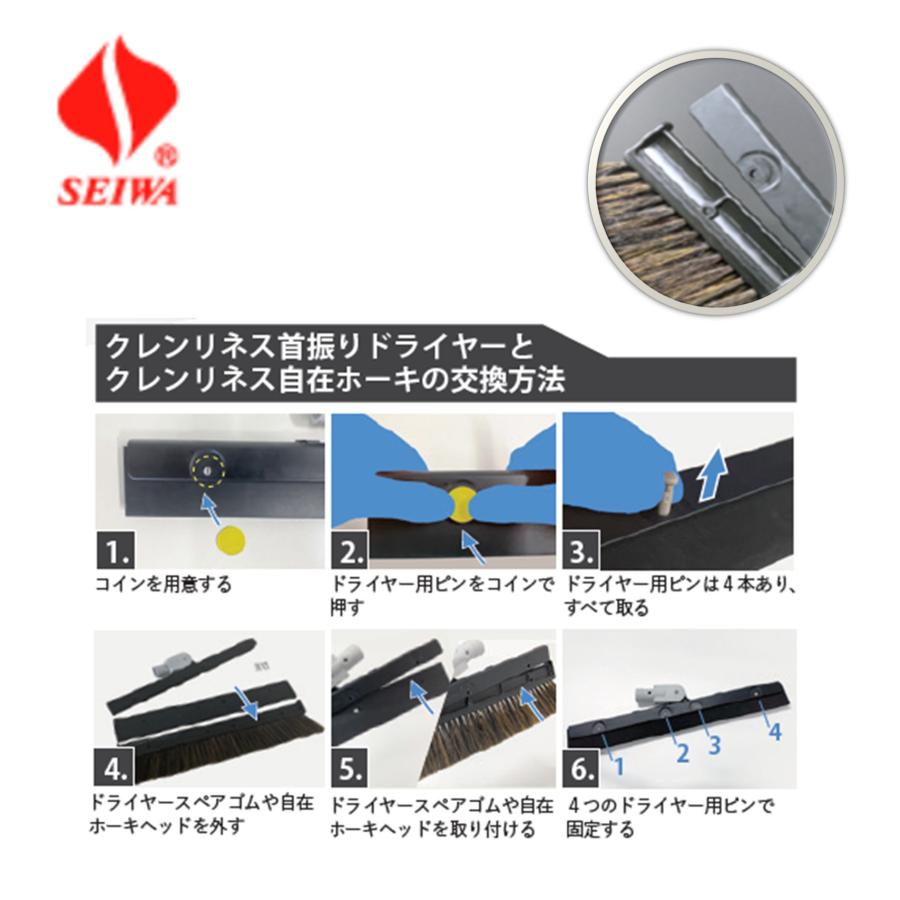 SEIWA セイワ クレンリネス自在ホーキ D-45H-0 黒 （1個） コシの強い