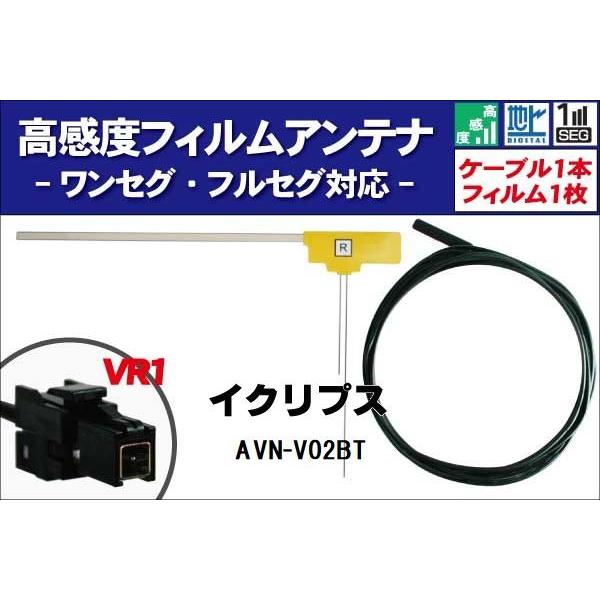 フィルムアンテナ 右1枚 AVN-V02BT イクリプス ECLIPSE 用 地デジ ワンセグ フルセグ ケーブル アンテナコード VR1 端子 1本 セット｜tns