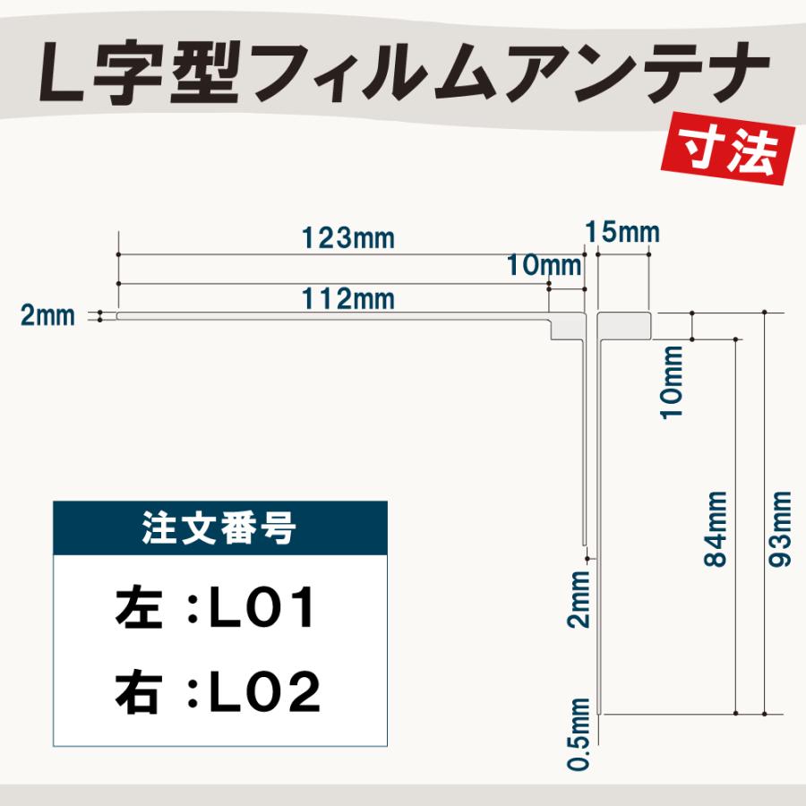 フィルムアンテナ アンテナフィルム 地デジ 高感度 ワンセグ フルセグ 各メーカー対応 L型 スクエア型 汎用 車載用 載せ替え｜tns｜15