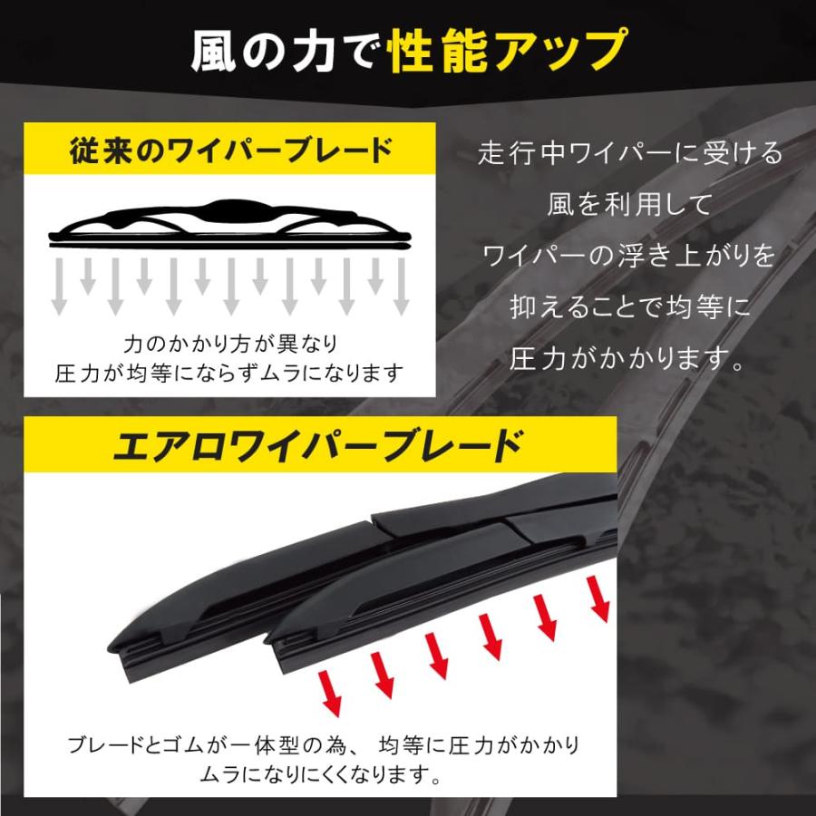 エアロワイパー 2本セット グラファイト ワイパー 車 530mm 430mm ライトエース タウンエース ヴォルツ パッソ デルタ トヨタ ダイハツ ワイパーブレード｜tns｜07