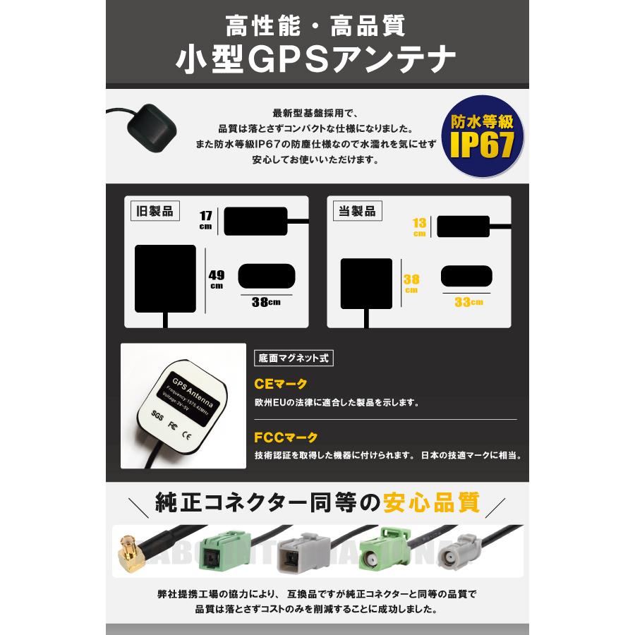 GPSアンテナ 据え置き型 パナソニック Panasonic CN-GP745VD 用 100日保証付 ナビ 受信 高感度 防水 IP67 ケーブル コード 据置型 小型｜tnsszfss｜03