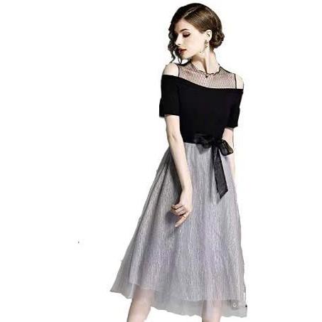 驚きの価格 ミモレ丈 シースルー 肩見せ ワンピース チュール オフショル 上品 ドレス パーティー Maison Ilu 黒 ｓ Aライン レディース 財布 帽子 ファッション小物