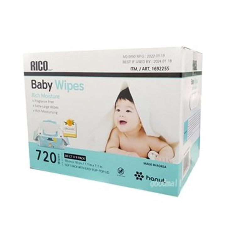 RICO Baby ベビーワイプ おしりふき 赤ちゃん 用品 ウェットワイプ 18cm×18cm 80枚　２個 セット コストコ｜to-global｜02