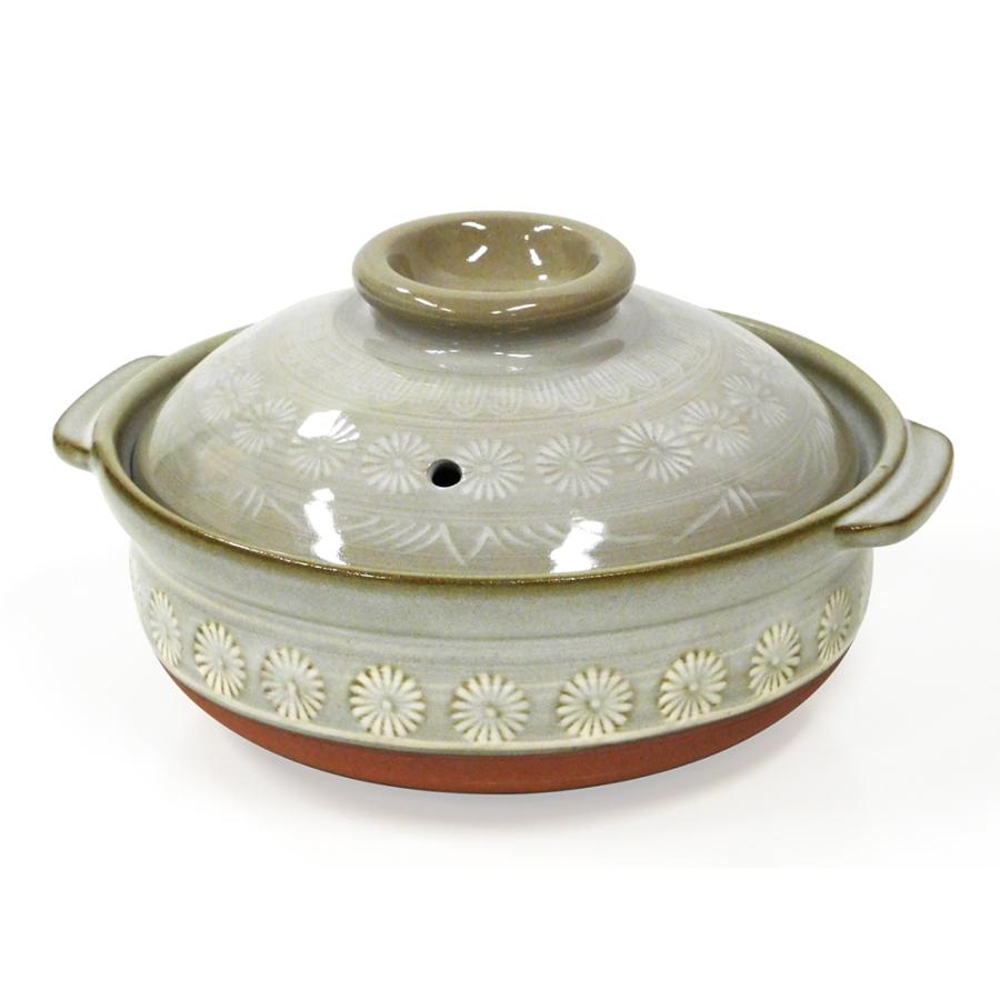 GINPO 銀峯陶器 四日市萬古焼 土鍋 花三島(Ginpo三島) 6号(0.9L) 一人