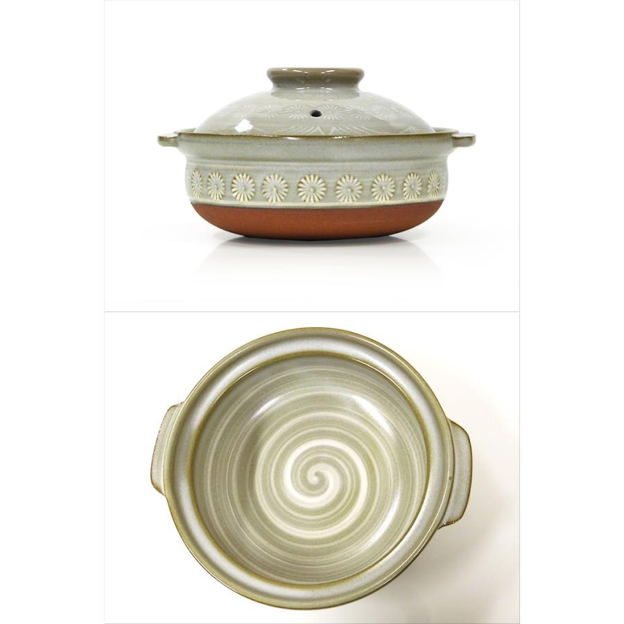 GINPO 銀峯陶器 四日市萬古焼 土鍋 花三島(Ginpo三島) 6号(0.9L) 一人