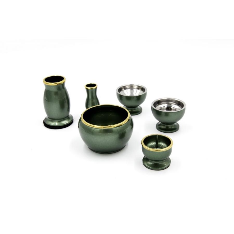 ファッションのモダン仏具 6点セット ルミエール グリーン 6具足 仏壇