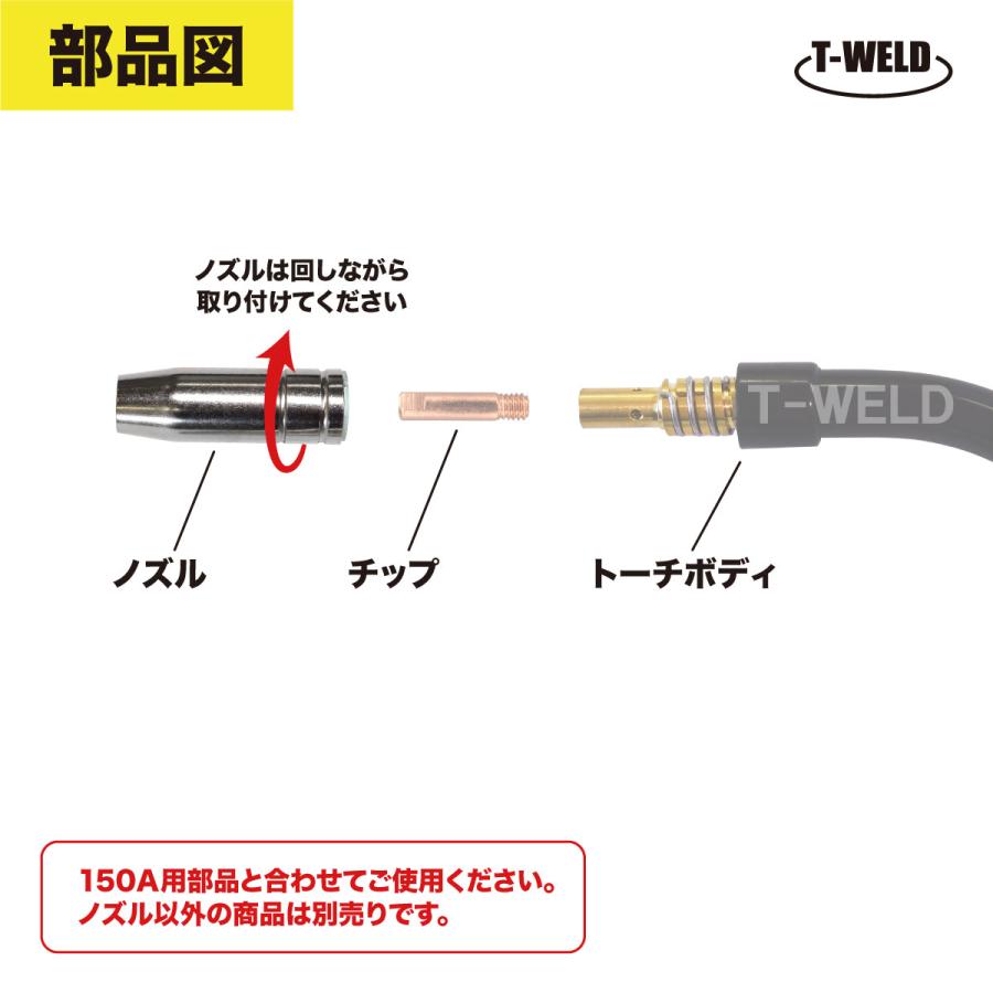 TOAN（東安） 半自動溶接機 150A用 ノズル 3本 ( テーパ (絞り