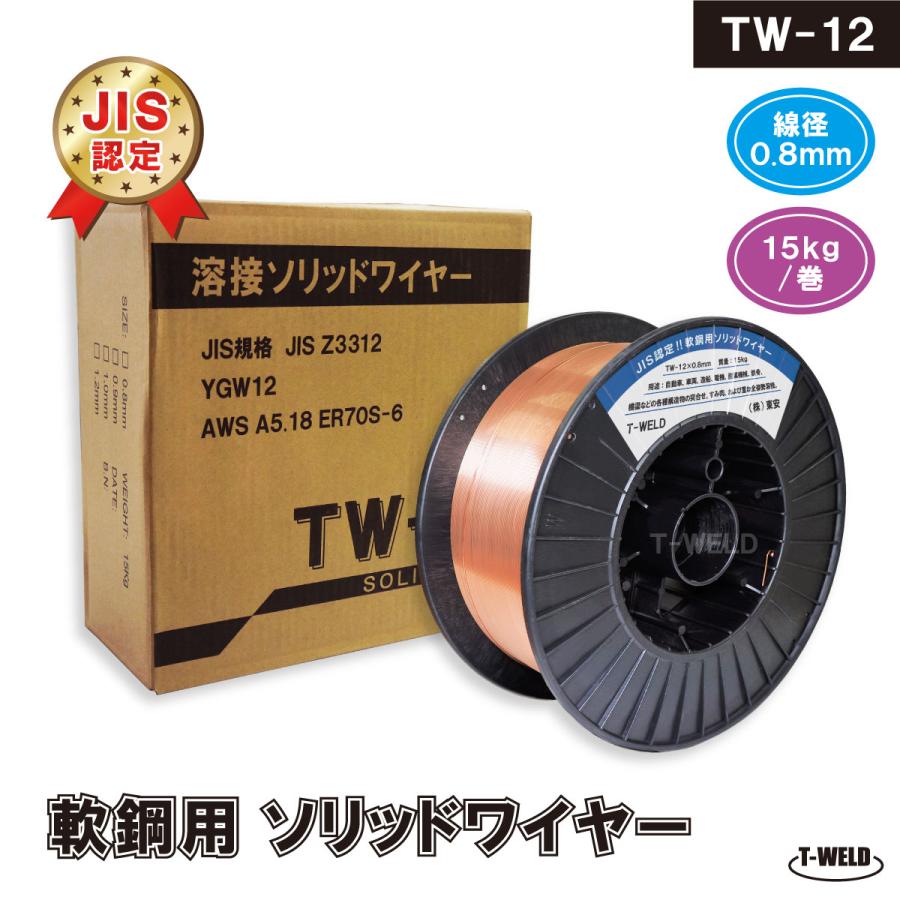 TOAN（東安） JIS認定 溶接ソリッドワイヤ 0.8mm ×15kg/巻 TW-12 JIS