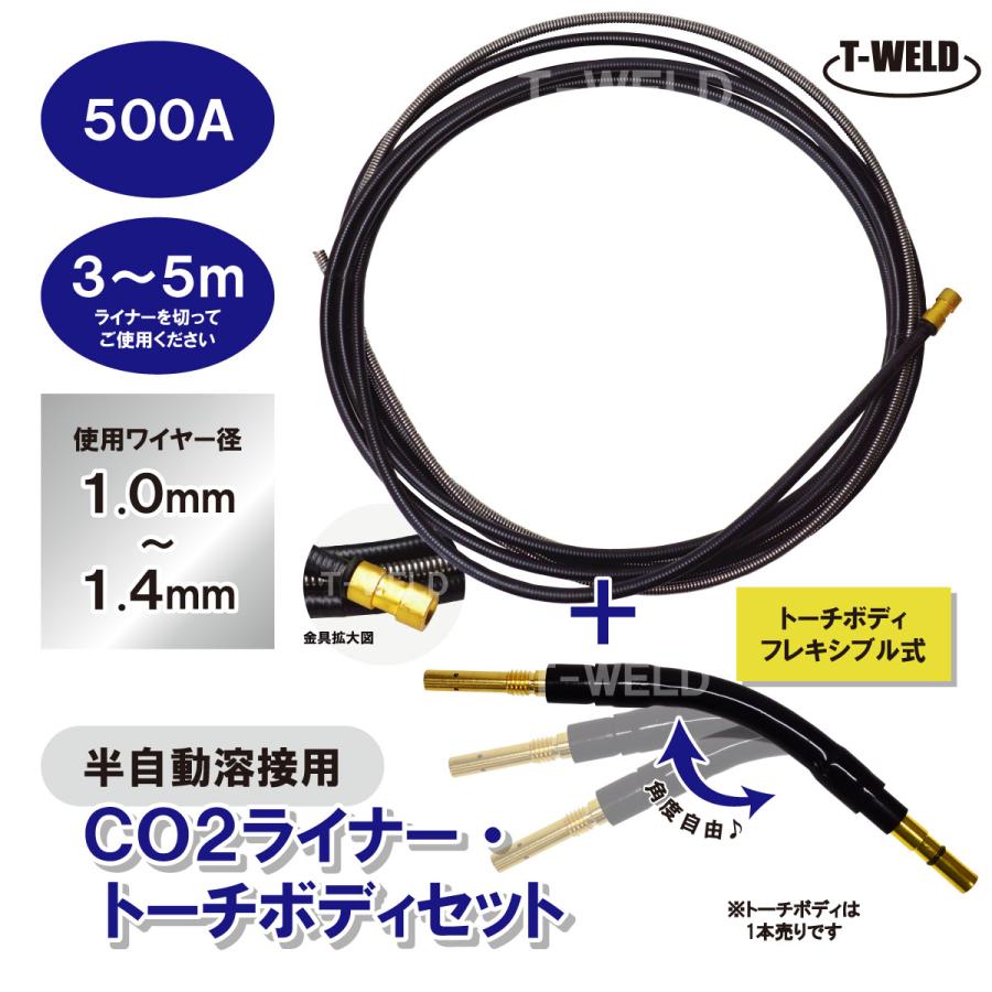 半自動溶接用 CO2 ライナー・トーチボディ セット ダイヘン 適合 500A 