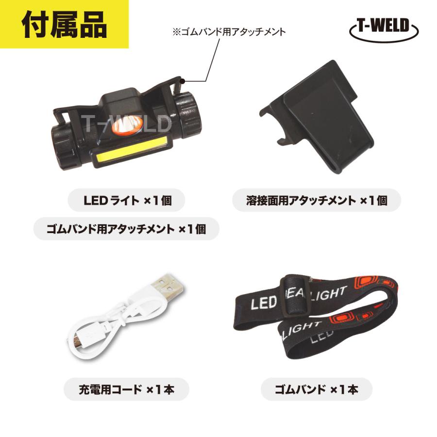 TOAN（東安） 充電式 作業用 ヘッドライト 1本 ( 溶接面 ゴムバンド 