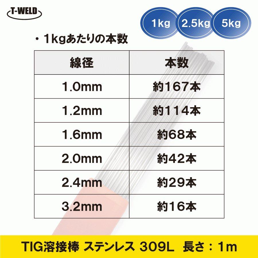 TIG ステンレス 溶接棒 TIG 309L 2.0mm×1m 5kg｜toan-weld｜02