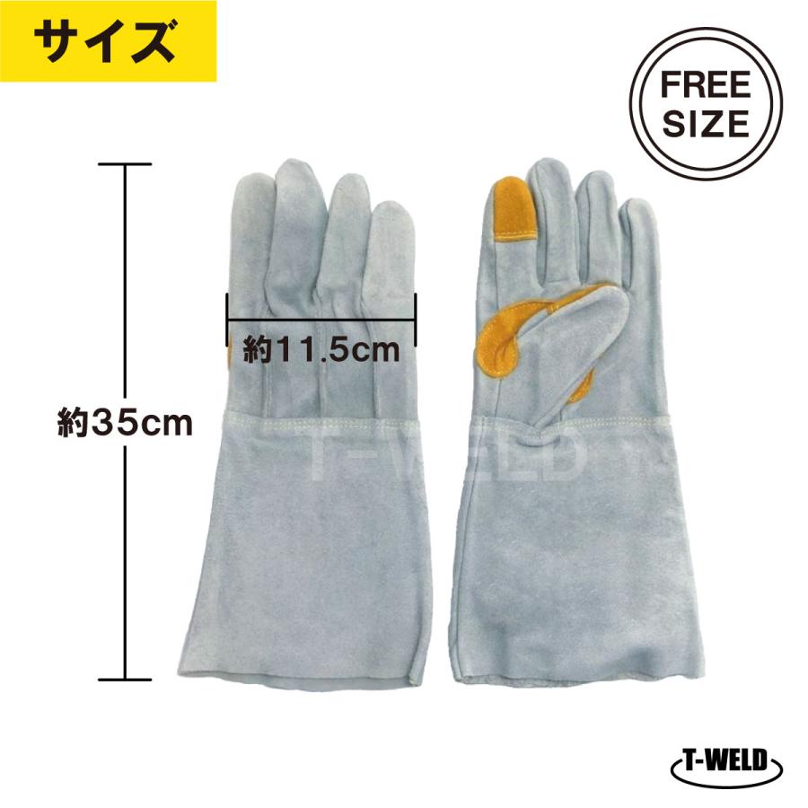 溶接 鉄鋼 建設 作業用 革手 5本指 牛革手袋 本色 長さL:35cm 3 溶接 鉄鋼 建設 作業用 革手 5本指 牛革手袋 本色 長さL:35cm 3