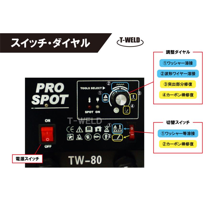 自動車板金修復用 スタッド溶接機 TW-80 日本専用 100V (最大110V)　1セット｜toan-weld｜03