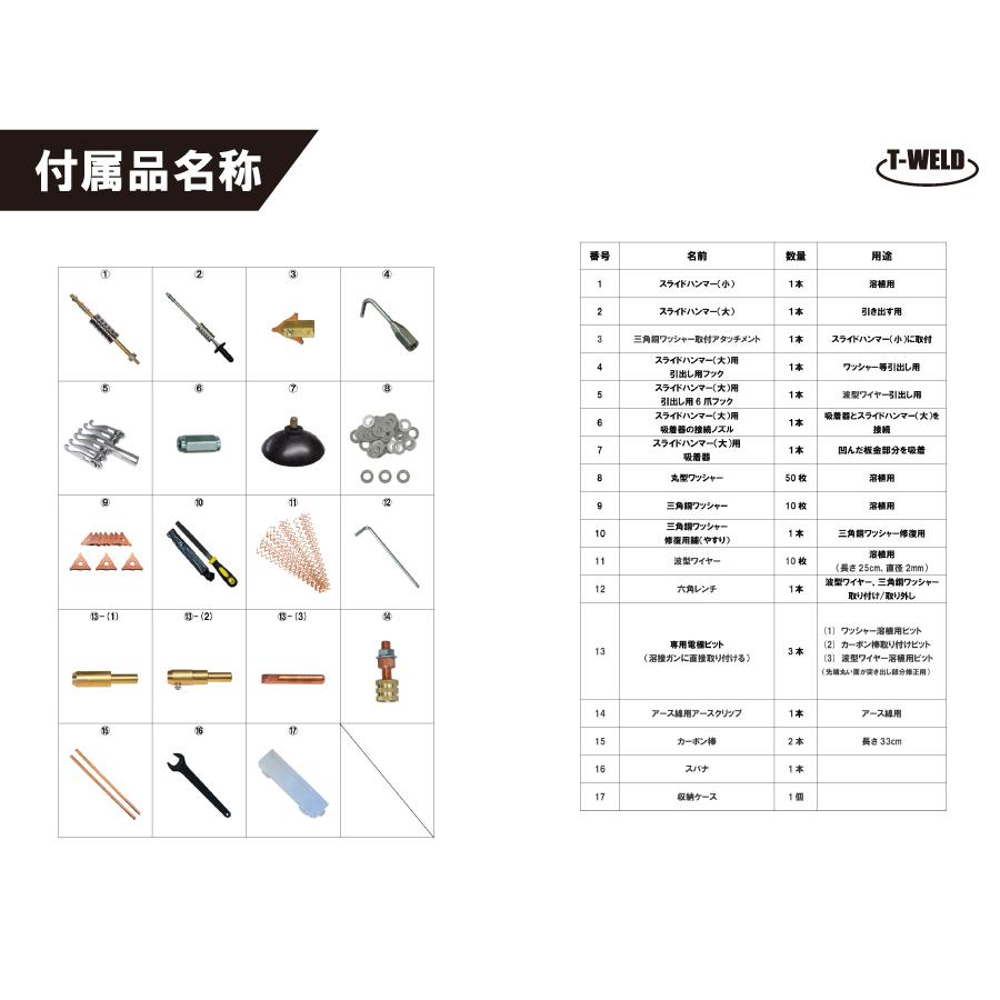 自動車板金修復用 スタッド溶接機 TW-80 日本専用 100V (最大110V)　1セット｜toan-weld｜05