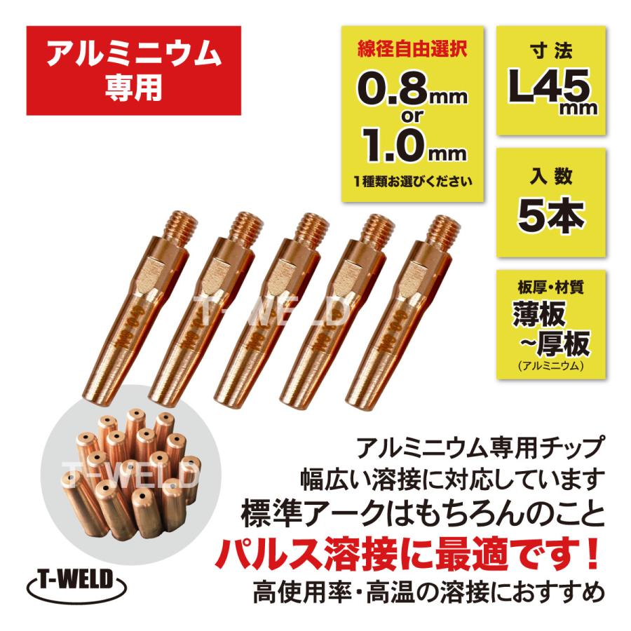 線径自由選択 半自動 溶接 MIG チップ アルミニウム専用 AL ( 0.8mm