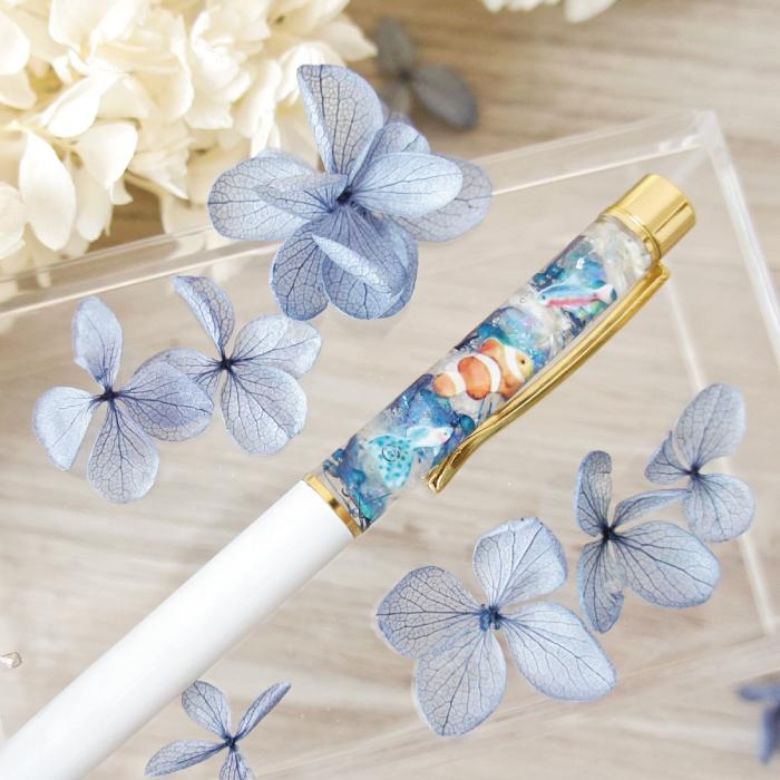 ギフト 海 クラゲ ハーバリウム ボールペン ペン 誕生日 プレゼント 花