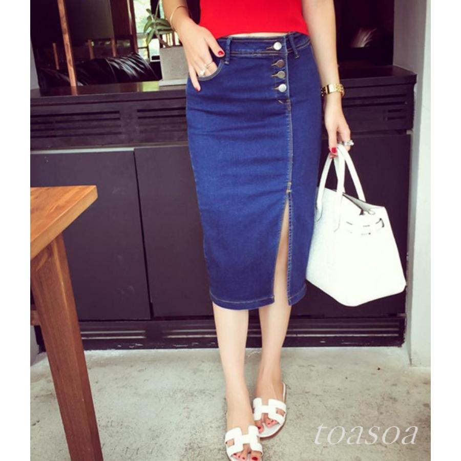 デニム タイト スカート 膝丈 ひざ丈 ペンシル かっこいい おしゃれ ストレッチ セクシー スリット レディース ファッション 23 1610 Toasoa Yahoo 店 通販 Yahoo ショッピング