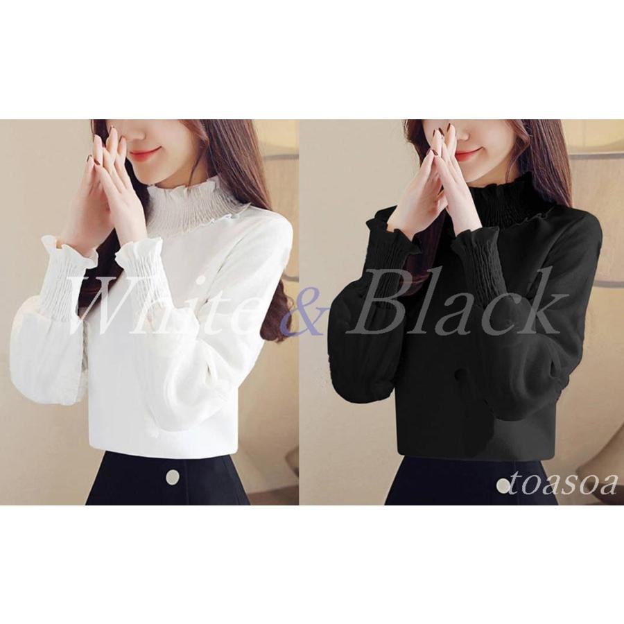 ブラウス レディース 長袖 フリル ハイネック フォーマル トップス