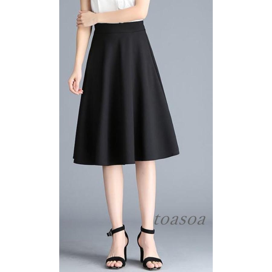 スカート 膝丈 フレア aライン ひざ丈 レディース : toasoa-Yahoo!店