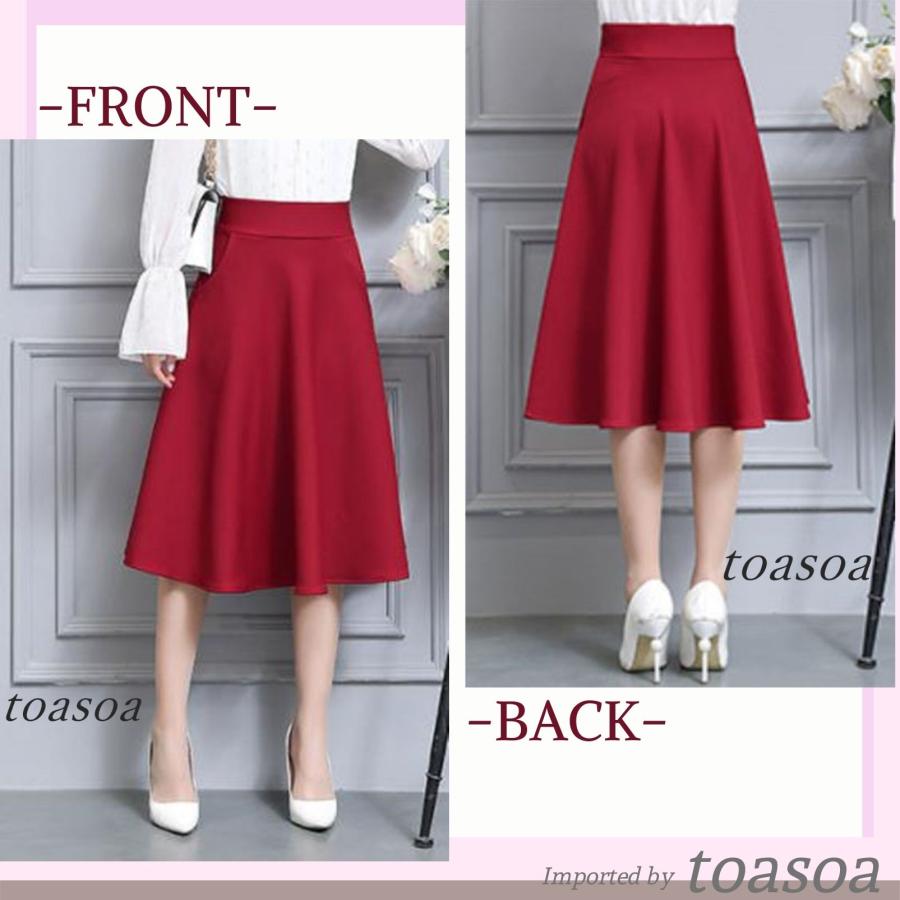 スカート 膝丈 フレア aライン ひざ丈 レディース : toasoa-Yahoo!店