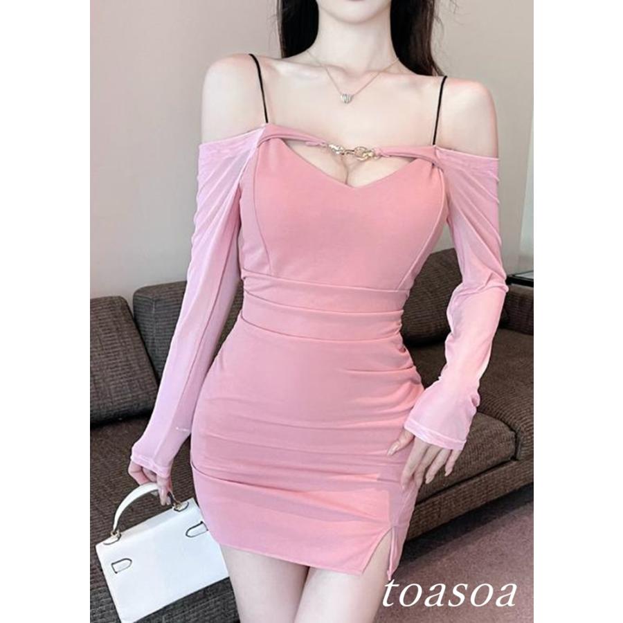 未使用DIESEL胸元カットアウト長袖タイトミニワンピース ワンピース レディース タイト ミニ 長袖 オフショルダー 肩出し