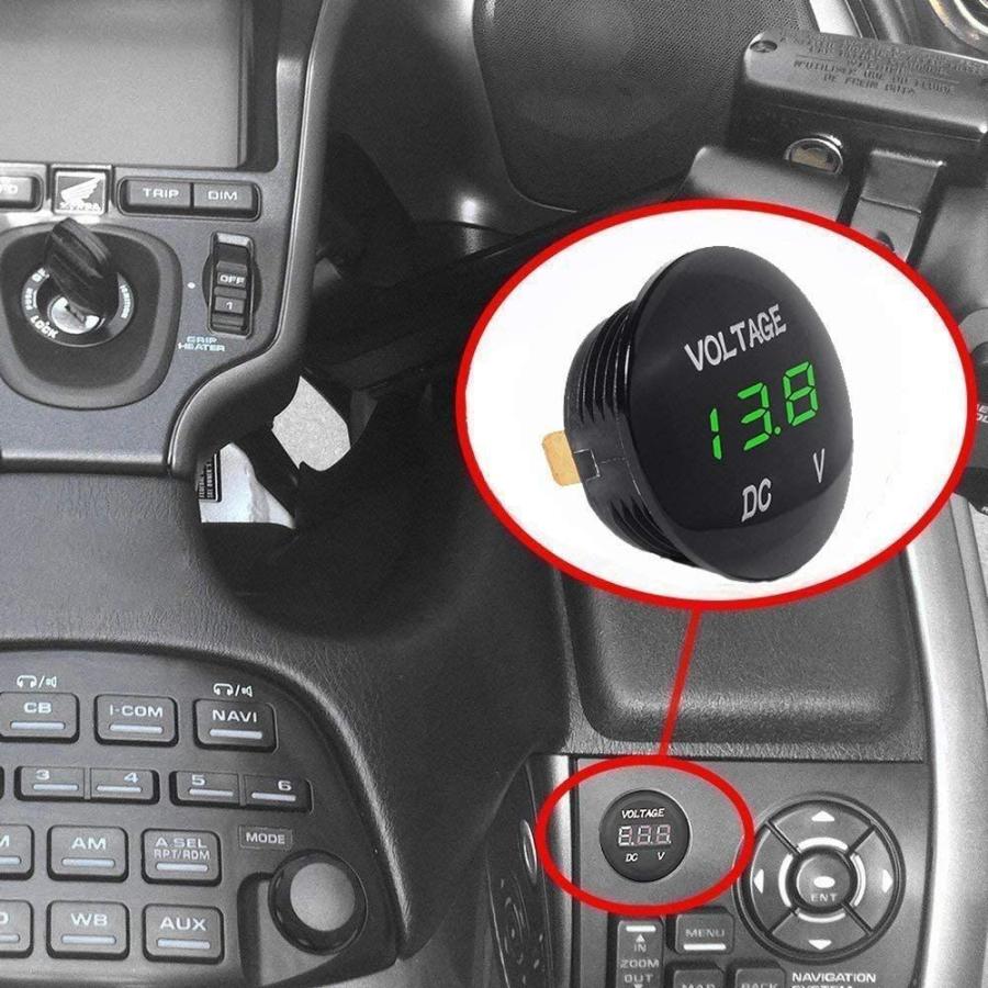 電圧計 バイク12v 24v 車 丸型埋め込み型 Dc 超ミニ 充実の品 デジタル 表示 ディ 車用オートバイの Led 防水