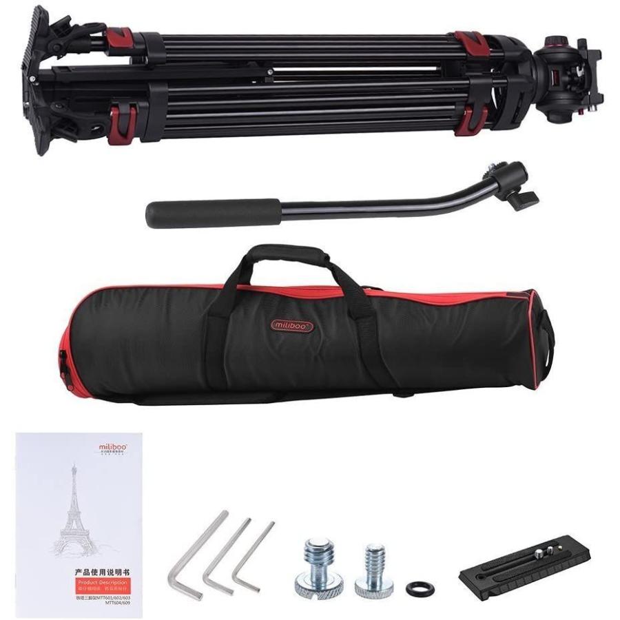 miliboo プロ三脚 レバー式 3段階伸縮可能 角度調節 耐荷重10Kg アルミ製 油圧ダンピング MTT609A プロ三脚 レバー式 3段階伸縮可能 角度調節 耐荷重10Kg アルミ製 油圧ダンピング MTT609A