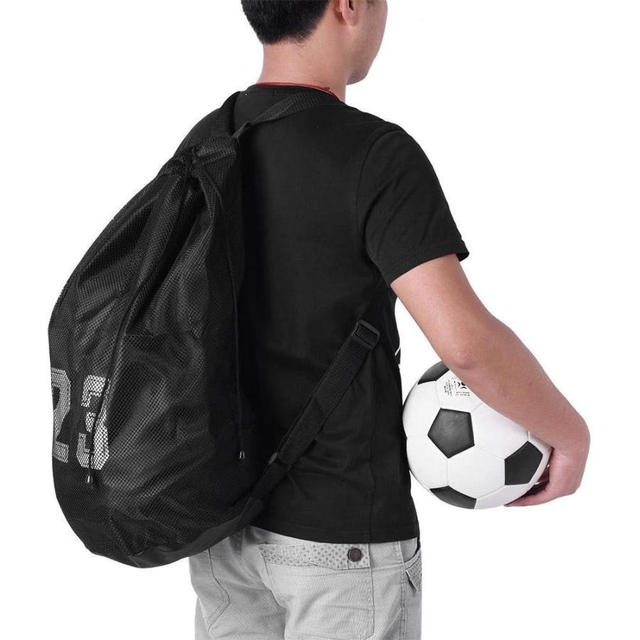 メッシュボールバッグ ボール収納袋 スポーツバッグ 耐摩耗 耐擦傷 肩掛け 調節可能なストラップ 小さなポケット付き 携帯電話 カード 鍵収 バスケ用 バッグ