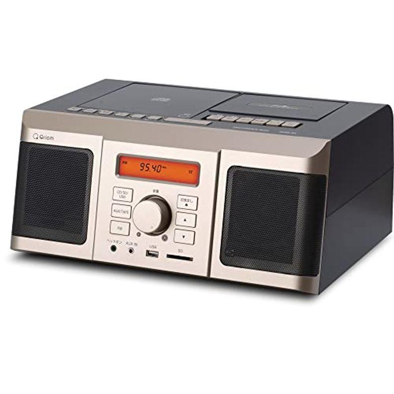 山善 CDラジカセ レコーダーボックス 「CD カセット ラジオからUSB SDに録音可能」 ワイドFM対応 目覚まし機能搭載 シャンパ