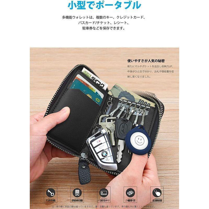キーケース メンズ 本革 2つ外側ポケット カードキーケース