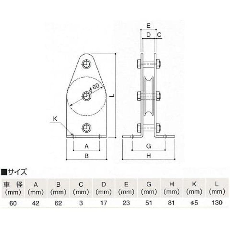 フジワラ　固定ブロック　タテ型　1車　60mm　K60-9B