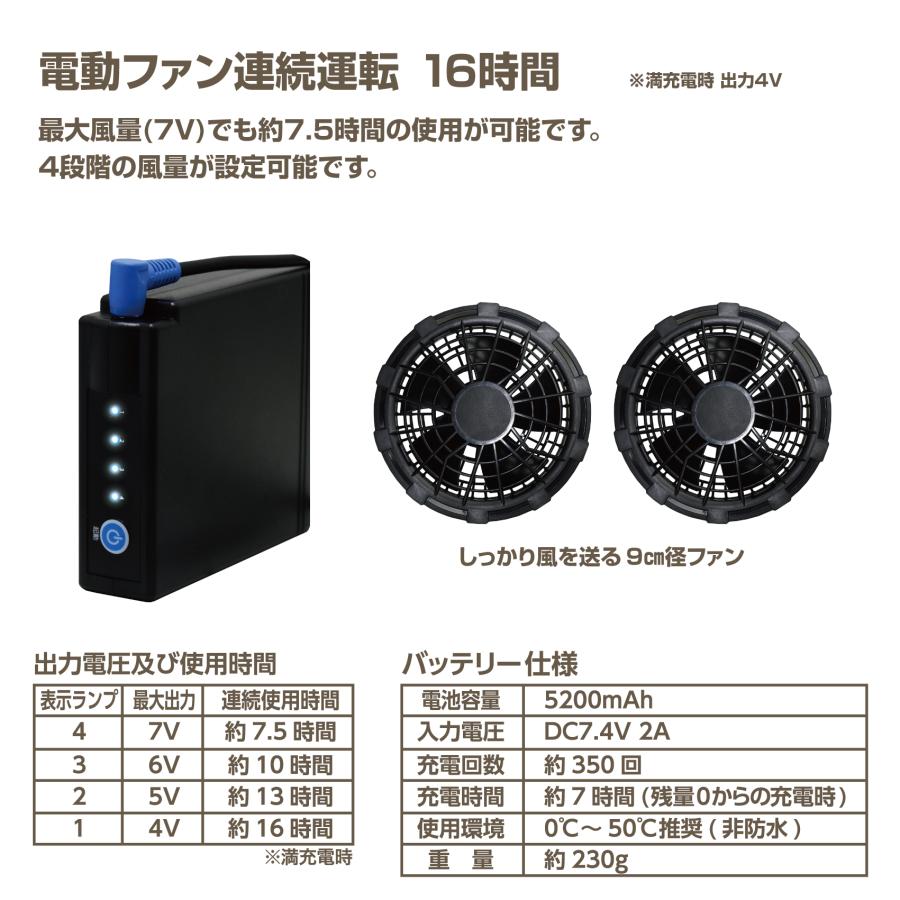 NORGU 涼感ファン付きツナギ men's バッテリー ファン付きフルセット