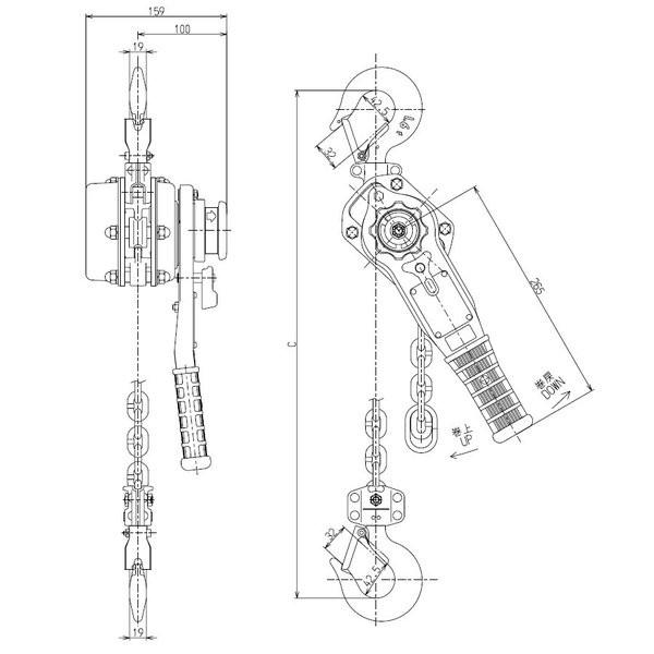 KITO キトーレバーブロックL5形 LB016 L5-1.6ton 揚程1.5m [小型 軽量 強靭 建築 土木 造船 林業]｜tobeyaki｜03