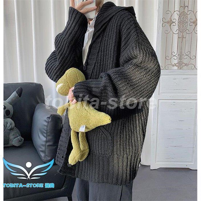 カーディガン メンズ ニット ジャケット セーター 秋 冬 フード カジュアル ニット セーター カラー グレー Kingsafaritours Com