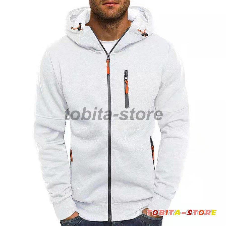 パーカー メンズ おしゃれ 長袖 40代 50代 ジップパーカー 配色 ホワイト トップス スリム 通勤 ビジネス 7色 Tbt0214 Man106 飛田ストア 通販 Yahoo ショッピング