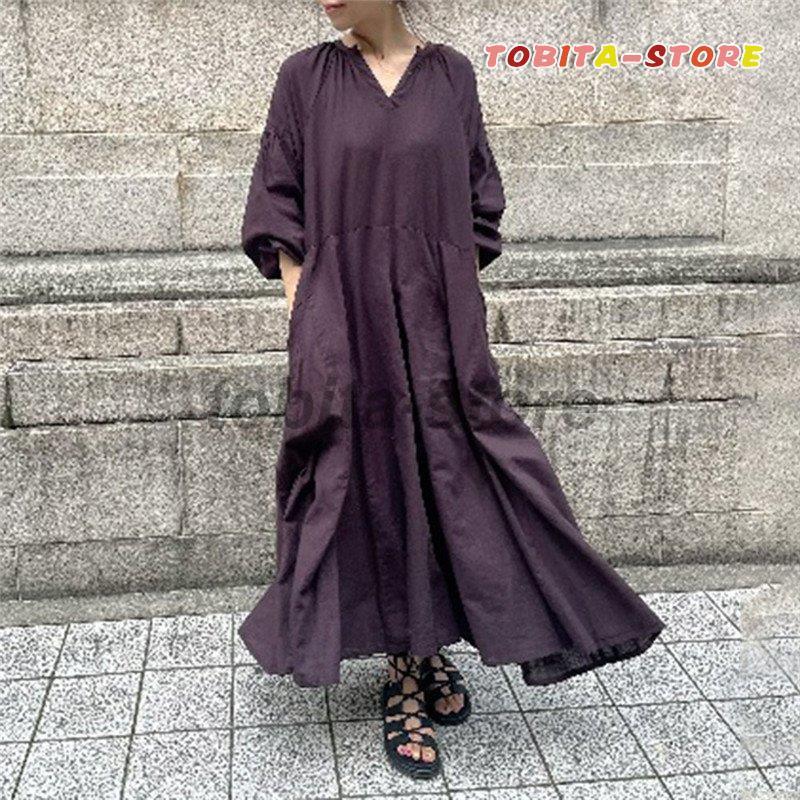 ワンピース レディース 40代 30代 ロングワンピース きれいめ 春秋 紫 大きいサイズ おしゃれ Tbt0214 One124 飛田ストア 通販 Yahoo ショッピング