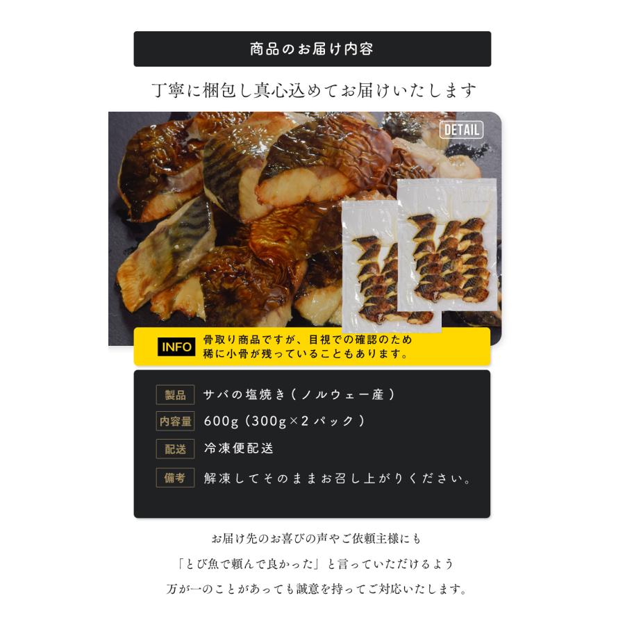 美味しい塩焼き仕上げ】【骨なし】サバの塩焼き 600g (300g×2パック) 1