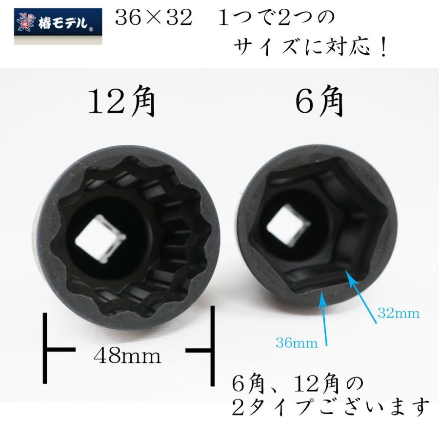 椿モデル ソケット 仮締め用Wソケット 36×32 作業工具 PWS-3632