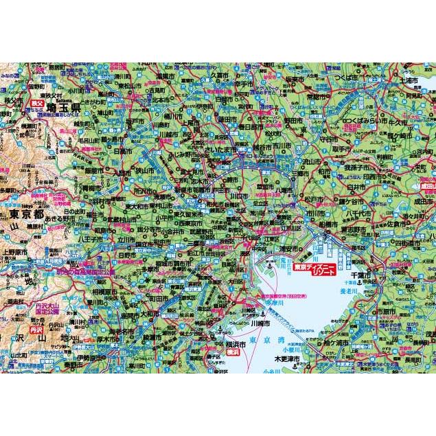 関東全図　Ｂ０判　パネル加工 地方図 営業戦略 会議室 オフィス インテリア  壁貼り チェーン付き |  | 02