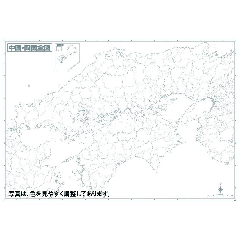 大判出力】中四国白地図 B0判 : 地図Factory - 通販 - Yahoo