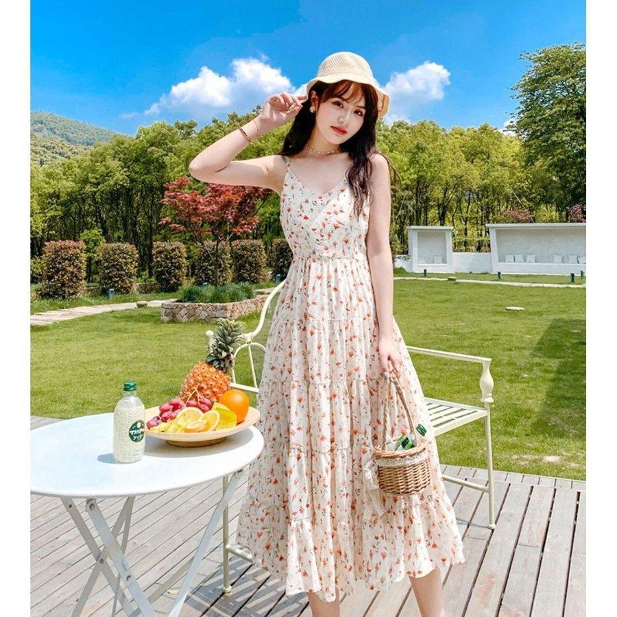 希少 黒入荷 ワンピース サマードレス ロングドレス ドレス 春夏 ビーチワンピース ガーリー カジュアル ノースリーブ 花柄 ミモレ丈 パーティドレス サイズ Xl Proksi Si