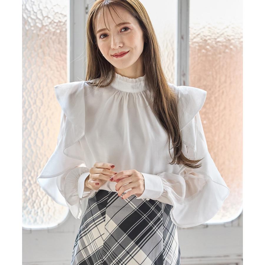 tocco closet プチフリルネックラッフルシアースリーブブラウス